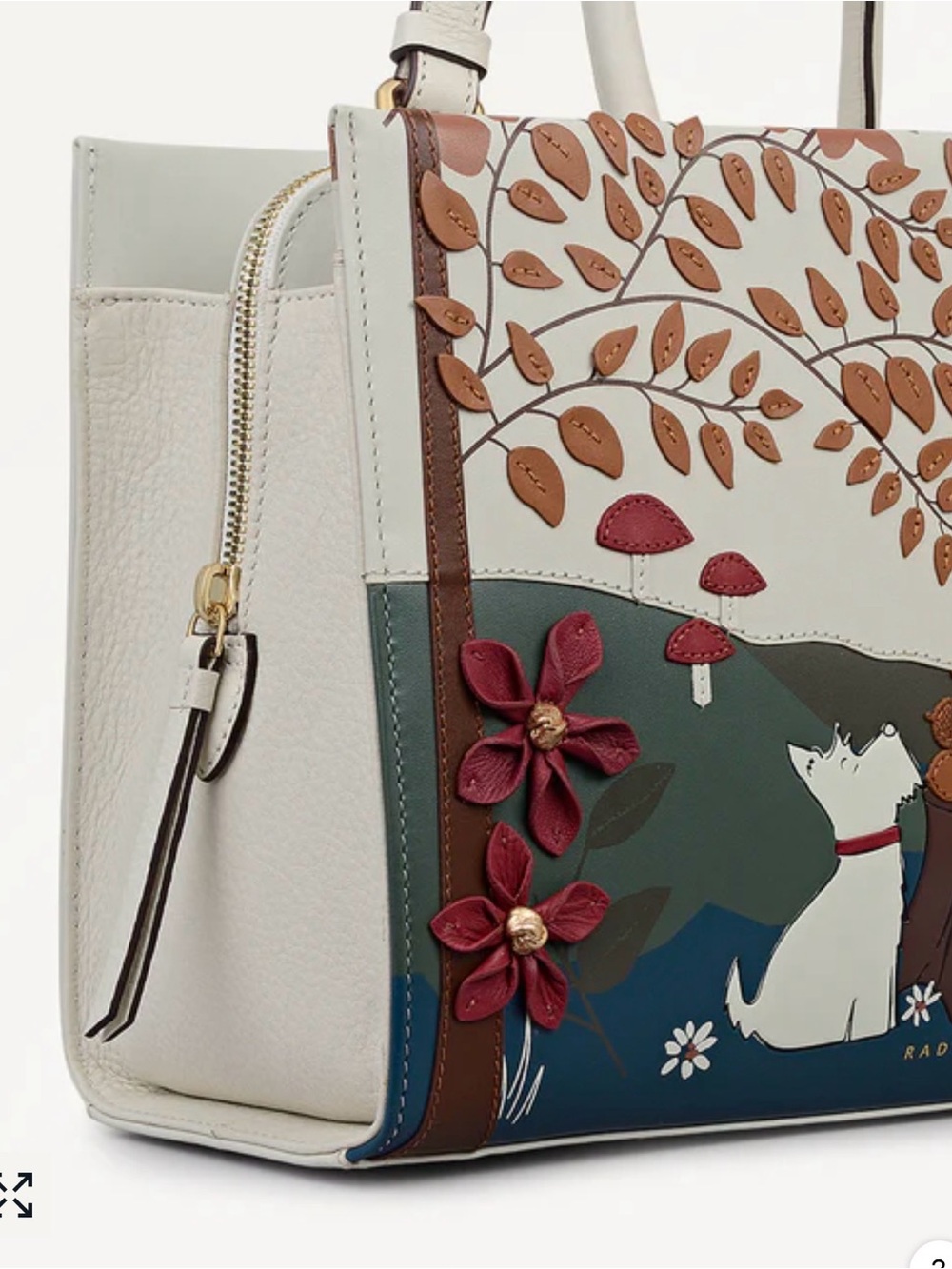 Radley London Autumn Leaves Leather Whimsical Autumn Scene Leather bag. - Picture 7 of 11